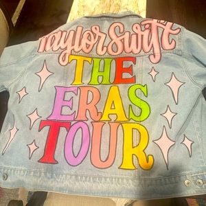 Custom painted Taylor Swift Eras Tour Denim Jacket men’s size xl worn once